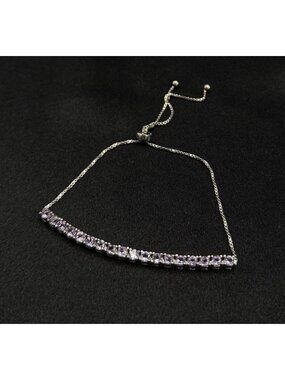 Amethyst 925 Sterling Silver Adjustable Bracelet With Thailand Craftsmanship